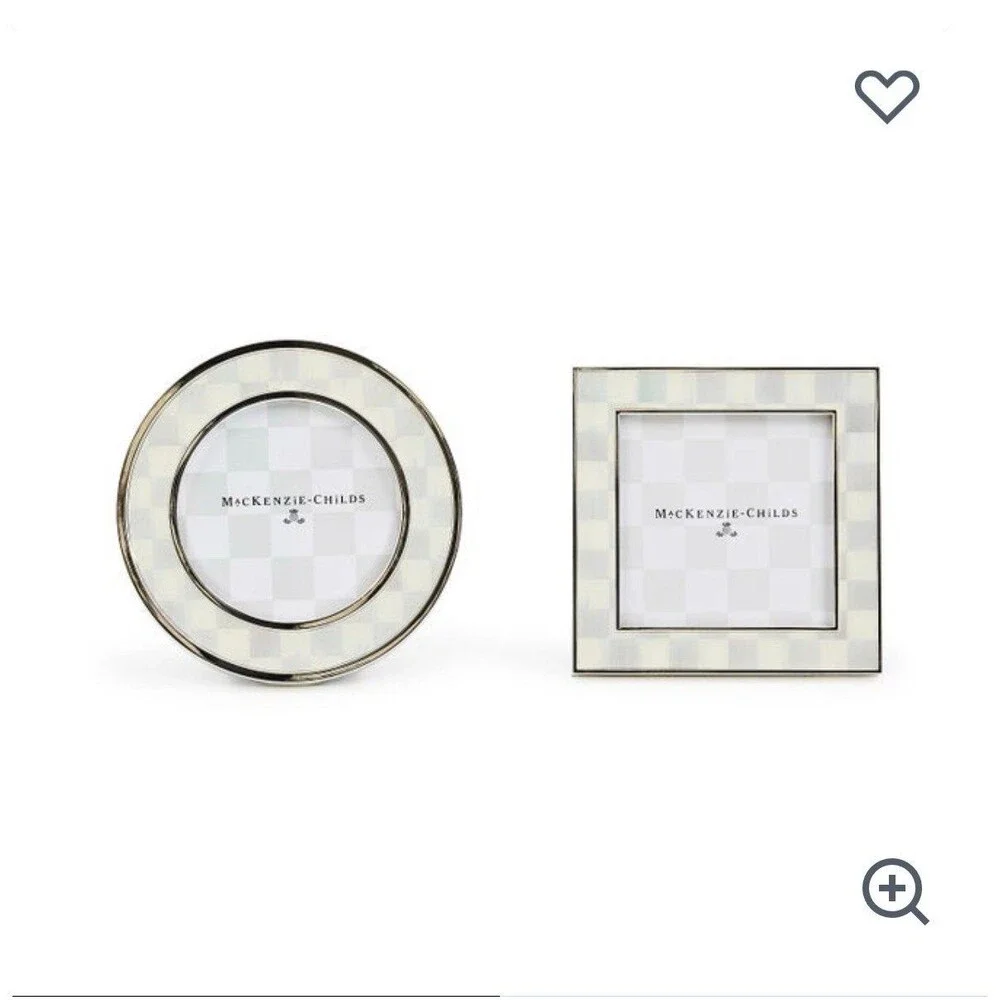 Mackenzie Childs Sterling Check 2pc picture frame
